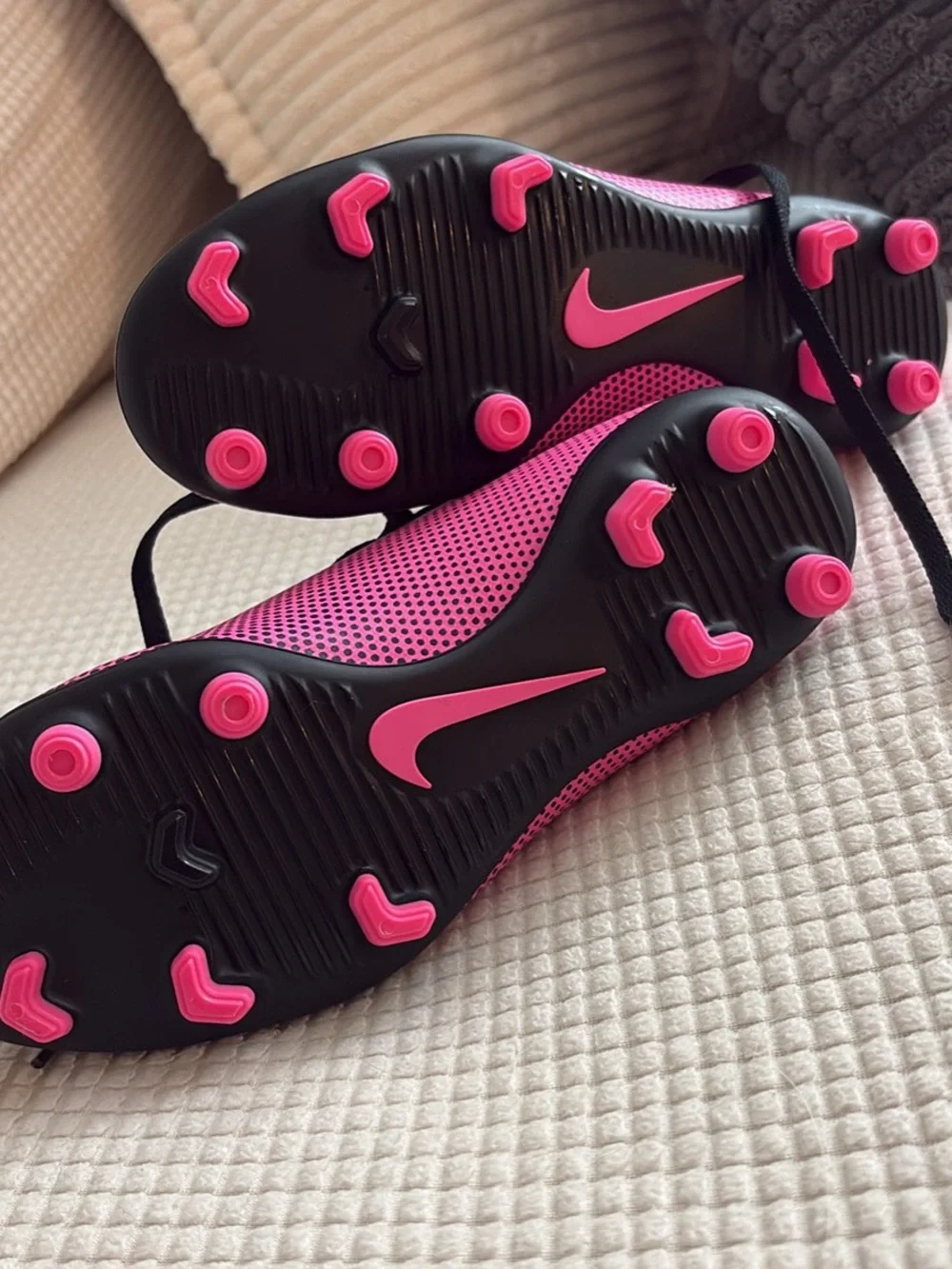 Nike Hot Pink and Black kids Athletic Soccer Cleats